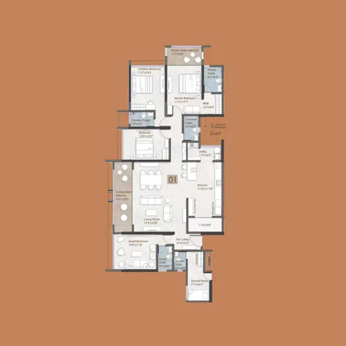 Legacy The Statement Pimple Saudagar 4 BHK Floor Plan Image